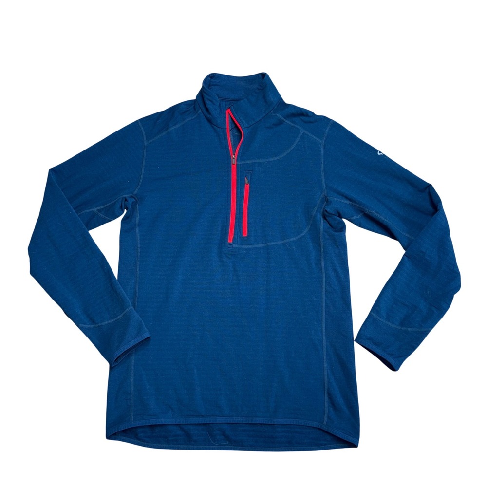 Icebreaker Merino GT Quarter Zip Pullover Mens Medium Blue Excellent Thumbholes